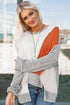 Colorblock Stitching Irregular Hem Long Sleeve Top